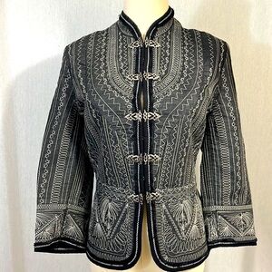 Peter Nygard Black and White Embroidered Jacket